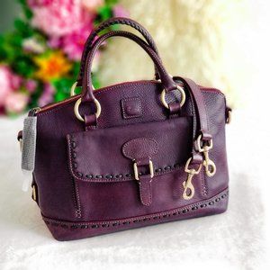 Dooney & Bourke Florentine Domed Medium Pocket Satchel Natural / Purple OOAK